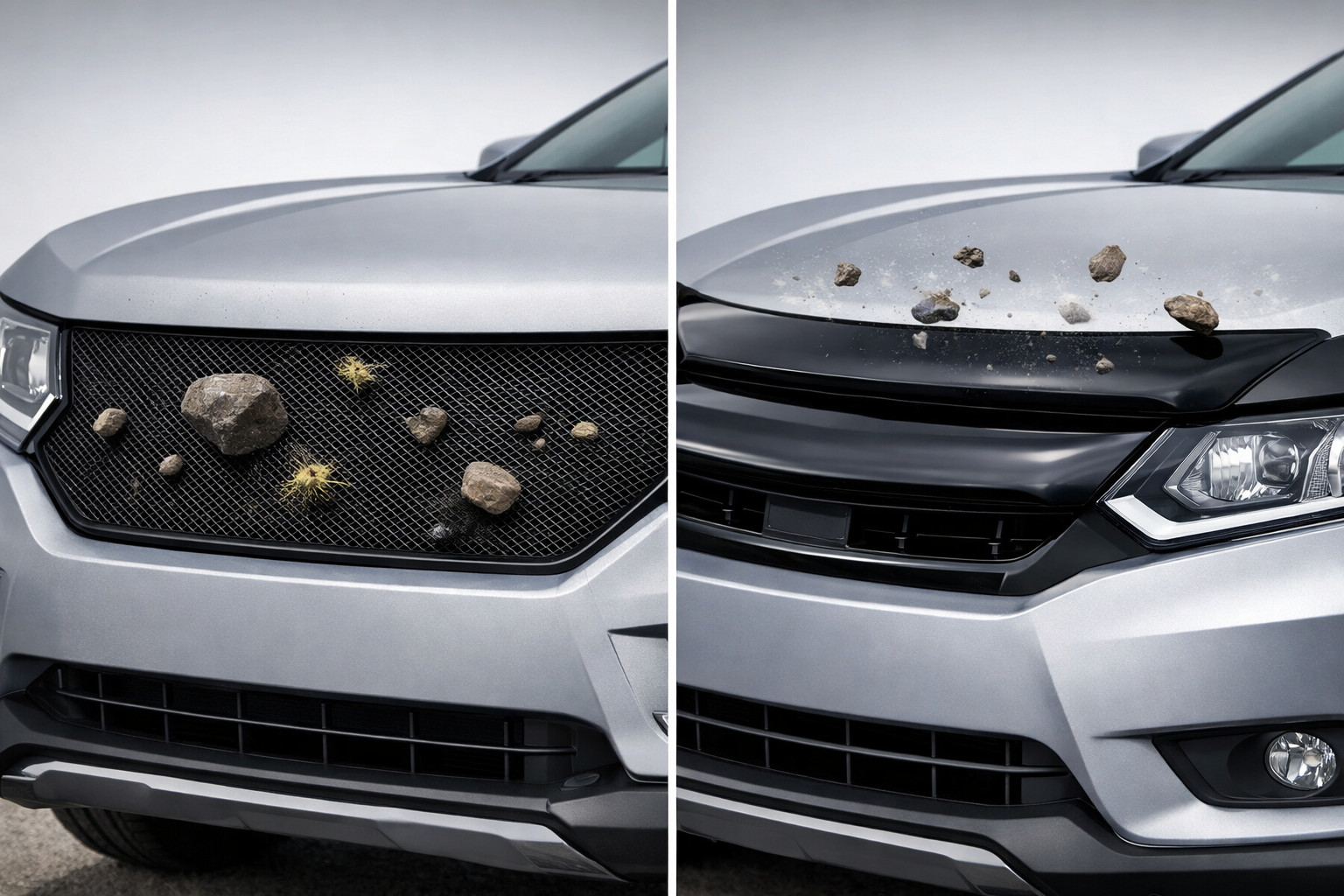 Grille avec filet ou déflecteur de capot : quelle protection contre pierres et débris ?