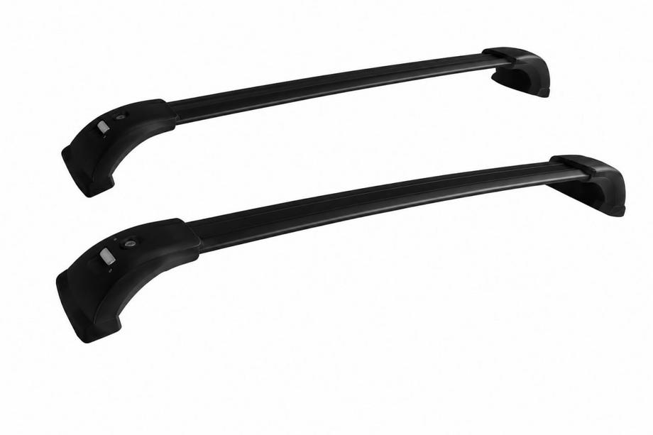 Toyota Highlander 2013-2019 Barres de toit transversales noires pour rails de toit OEM (verrouillables, aluminium) Photo 1