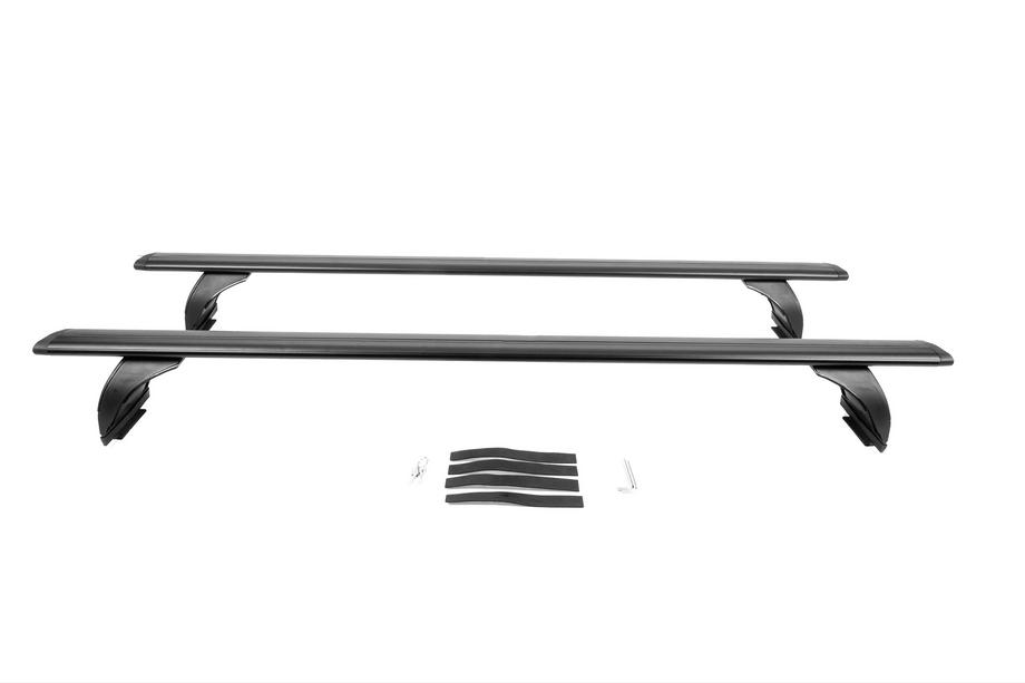 Jeep Wrangler 2007-2017 Barres de toit transversales noires OEM (verrouillables, aluminium) Photo 1