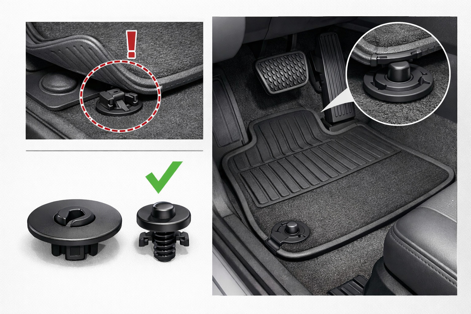 Tapis mal fixé à cause des clips : quoi remplacer, quoi laisser