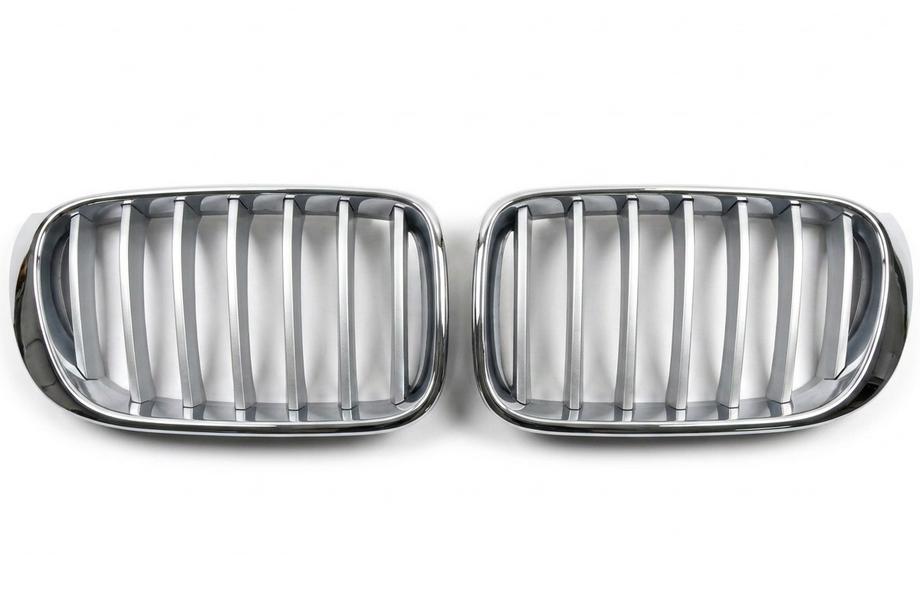 BMW X3 F25 2011-2018 Grilles de calandre type « kidney » 1Bar (2014-2018, grises avec contour chromé) Photo 1