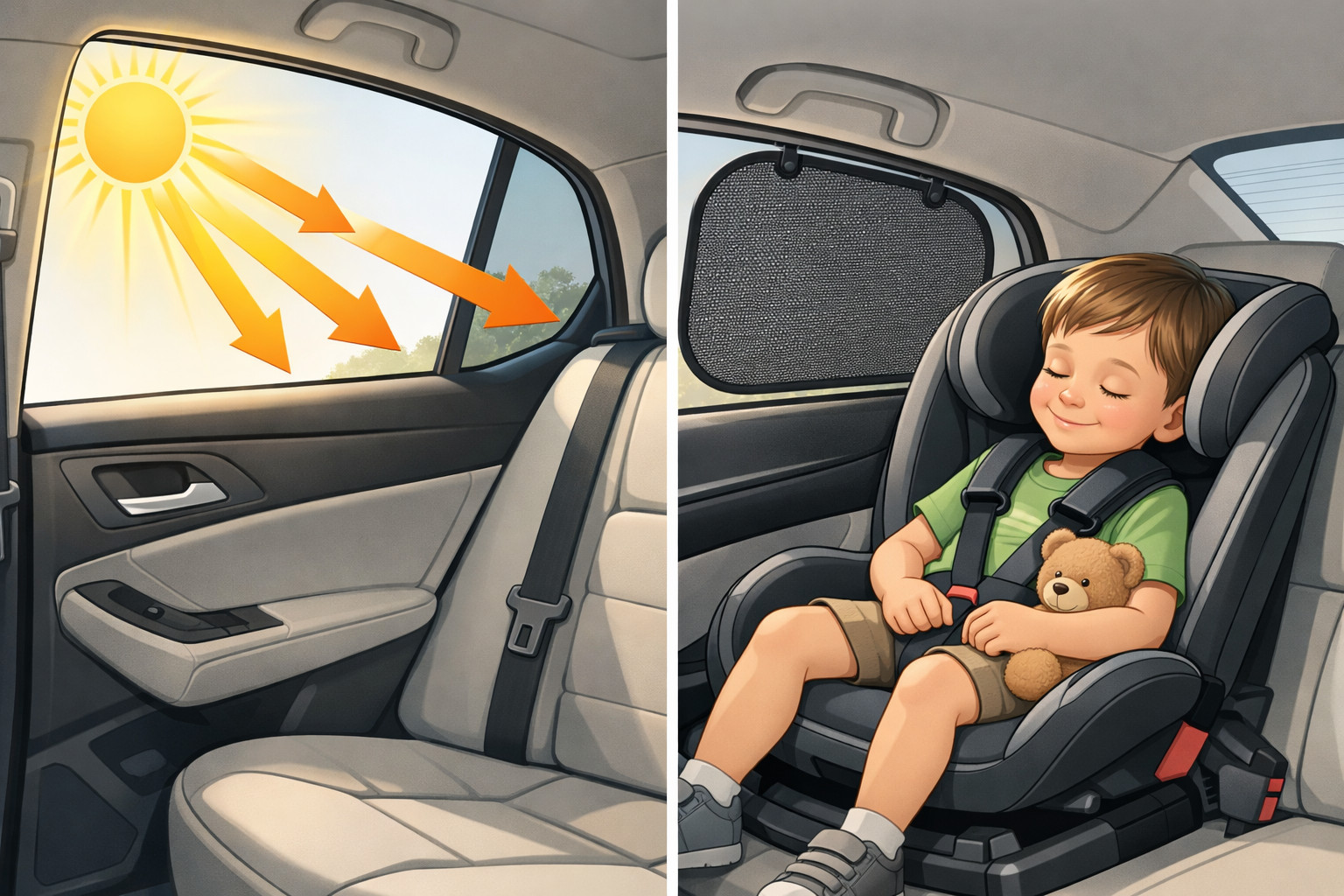 Que faire quand le soleil entre par les vitres latérales et que l’enfant est gêné à l’arrière