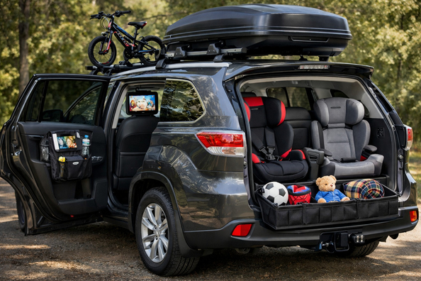 Toyota Highlander 2013-2019 : upgrade de départ pour enfants, bagages et troisième rangée Photo 1