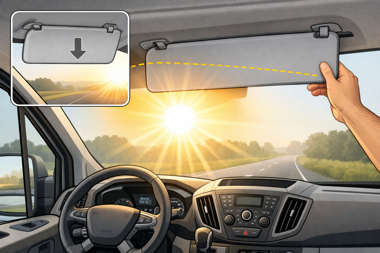 Comment réduire l’éblouissement sur le pare-brise d’un Ford Transit le matin