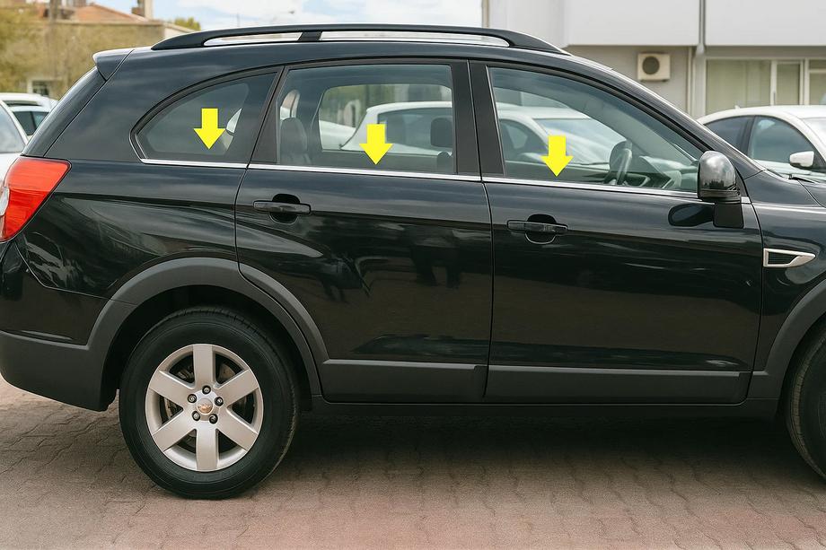Chevrolet Captiva 2006-2019 Baguettes inférieures de vitres inox (6 pcs) Image