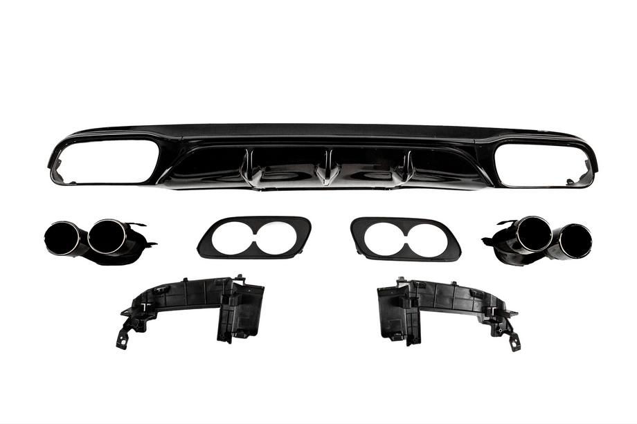 Mercedes E-class W213 2016-2023 Diffuseur arrière avec embouts d’échappement E53-Design Black (pour Base) Image
