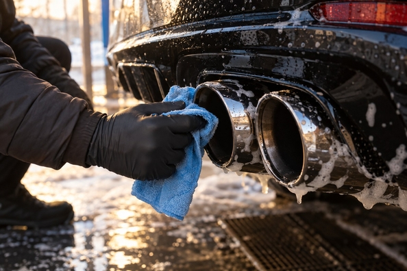 Embouts d’échappement et diffuseur arrière en hiver : condensation, sel et suie