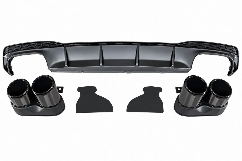 Audi A7 2018- Diffuseur de pare-chocs arrière avec embouts d’échappement (pour S-Line 2018-2022, ABS) Photo 1