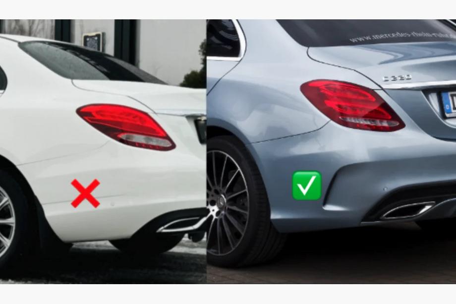 Mercedes C-class W205 2014-2021 Diffuseur arrière avec embouts d’échappement Black (design C63 2014-2018) Photo 2