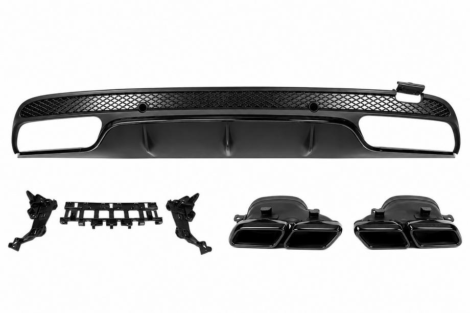 Mercedes C-class W205 2014-2021 Diffuseur arrière avec embouts d’échappement Black (design C63 2014-2018) Photo 1
