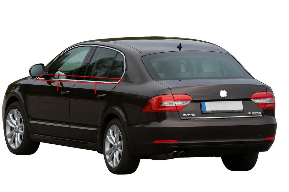 Skoda Superb 2009-2015 Encadrement de vitres inox (4 pcs) Image