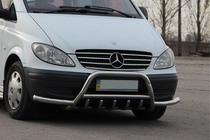 Mercedes Viano 2004-2014 Pare-buffle WT003-Plus avec Barres Latérales (Inox) photo 2