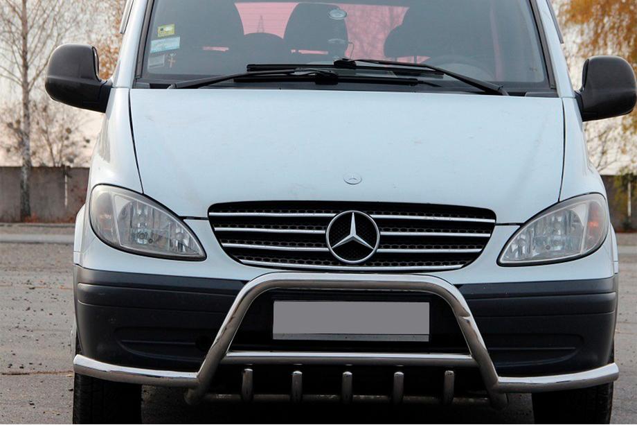 Mercedes Viano 2004-2014 Pare-buffle WT003-Plus avec Barres Latérales (Inox) Image
