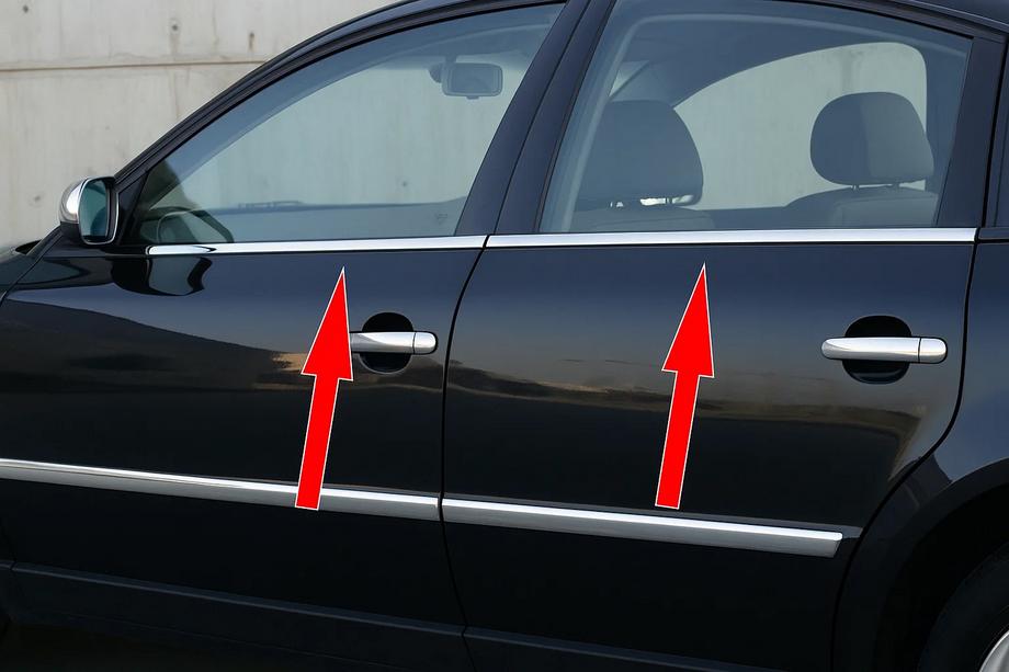 Volkswagen Passat B5 1997-2005 Encadrement extérieur de vitres inox (4 pcs) Carmos - Acier Inoxydable Turc Image