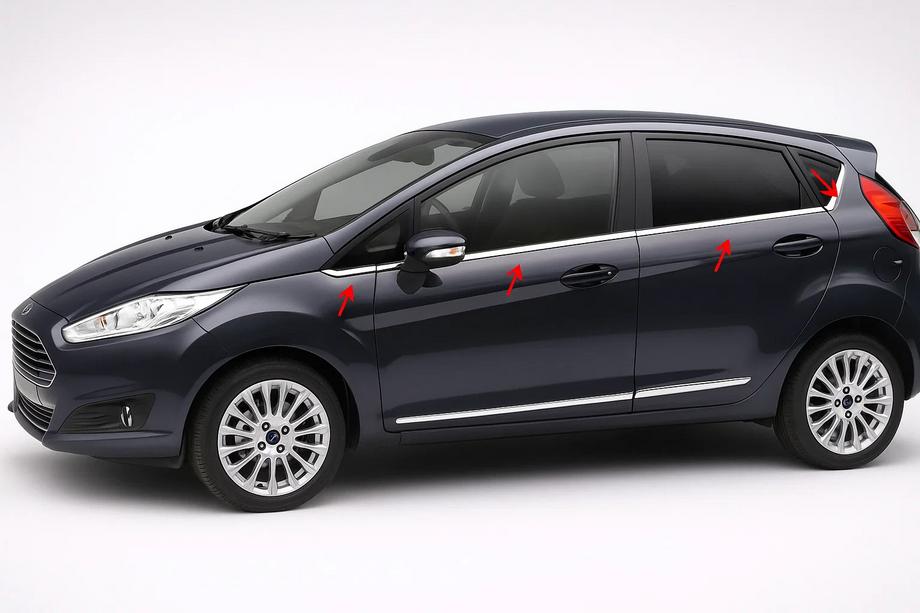 Ford Fiesta 2008-2017 Moulures de vitre inox (8 pcs) OmsaLine - Inox Italien Photo 1