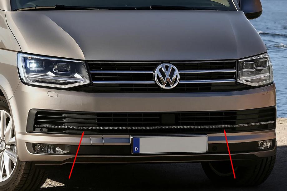 Volkswagen T6 2015-2024 Caches de calandre de pare-chocs 2015-2019 (3 pcs, carbone) Photo 1