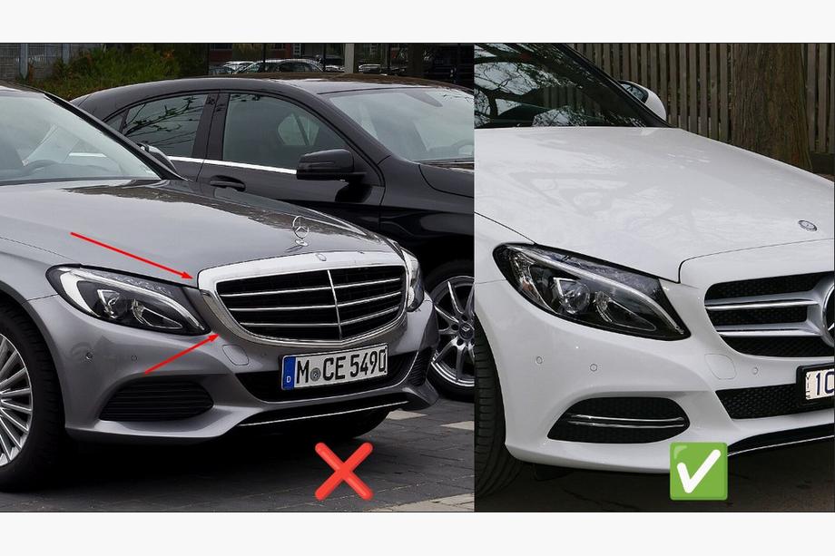 Mercedes C-class W205 2014-2021 Calandre Avant Diamond Silver (pour Avantgarde/AMG-Line/C43 AMG) 2018+, sans caméra Photo 6