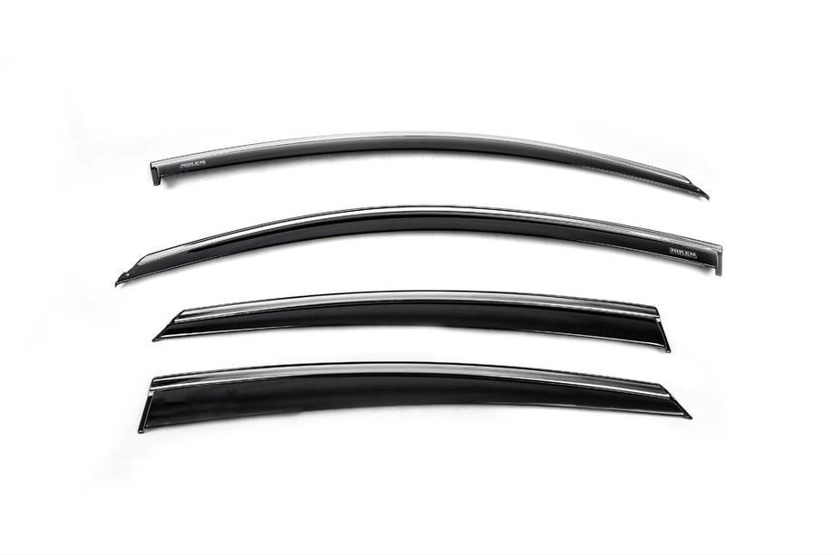 Honda Civic Sedan X 2016-2021 Déflecteurs de vitres avec moulure chromée (4 pcs, Niken) Photo 2