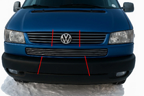Volkswagen T4 Transporter 1990-2003 Caches de grille de pare-chocs Capot incline (4 pcs, inox) photo 1
