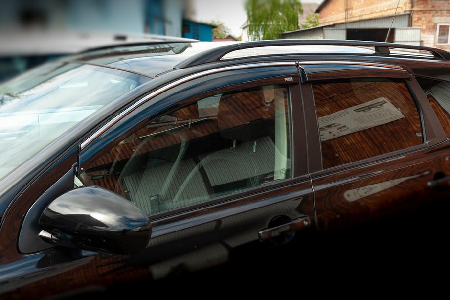 Nissan Qashqai 2007-2010 Déflecteurs de vitres avec moulure chromée (4 pcs, Niken) Image