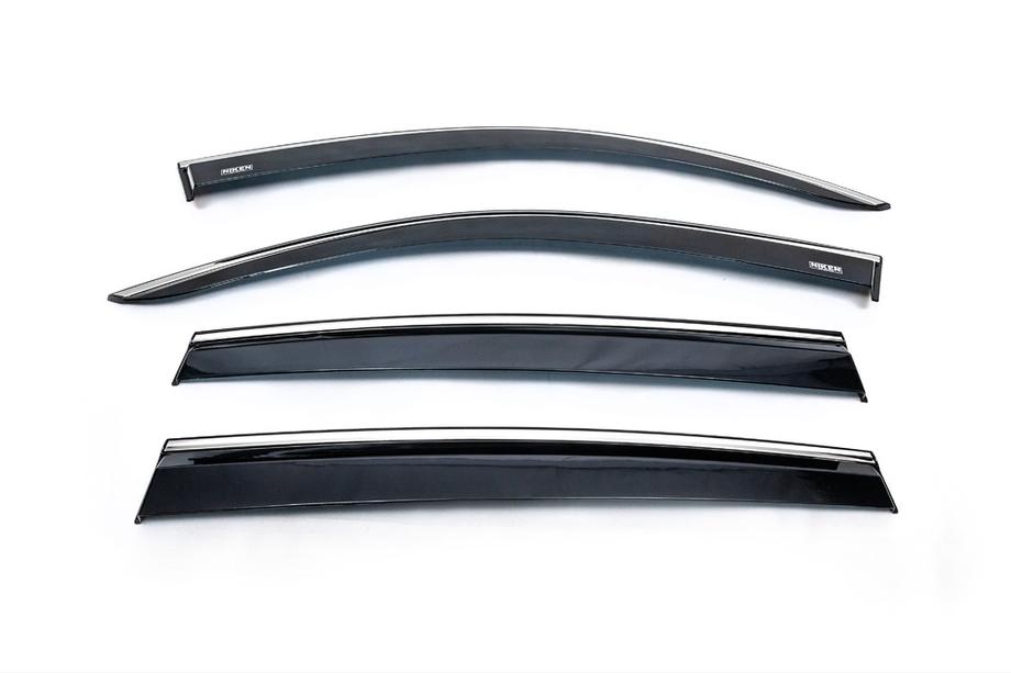 Volkswagen Tiguan 2016-2023 Déflecteurs de Vitres avec Moulure Chromée (4 pcs, Niken) Image