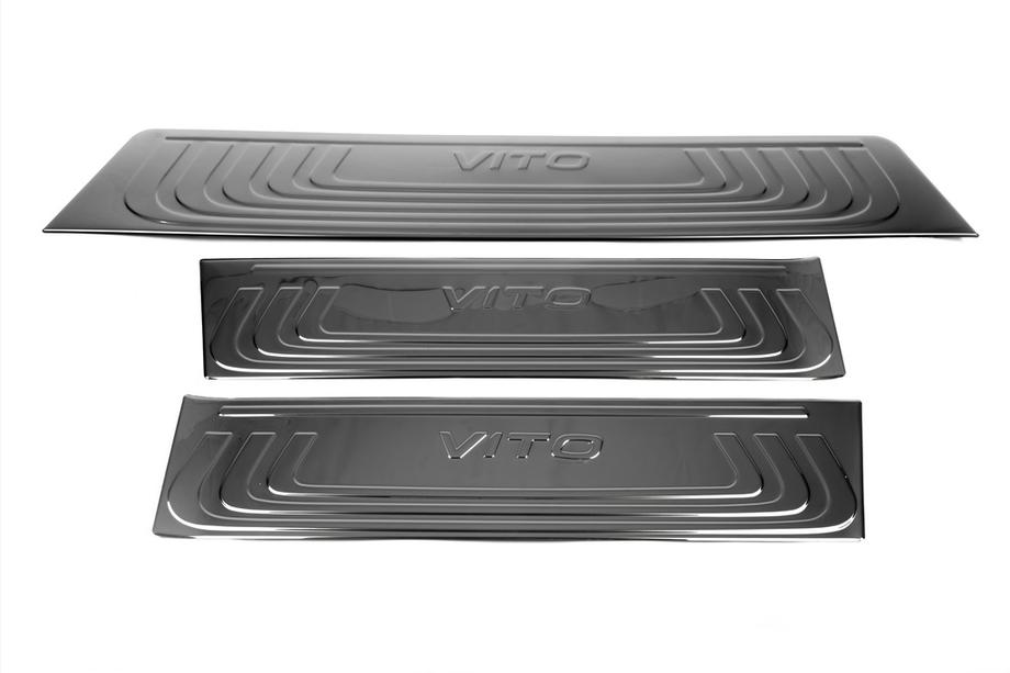 Mercedes Vito/V-class W447 2014- Seuils de porte intérieurs Noir Chrome (inox) 4 Seuils de Porte Photo 3