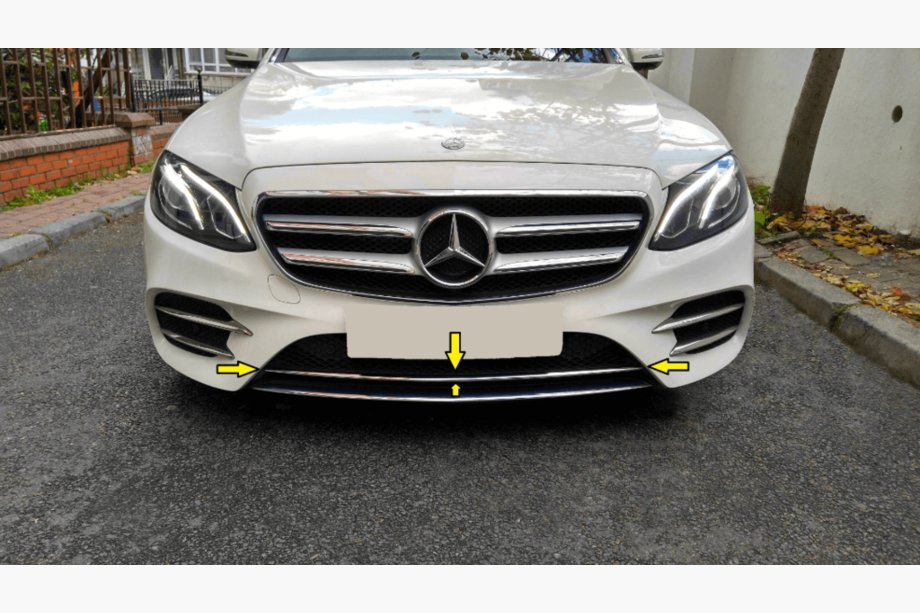 Mercedes E-class W213 2016-2023 Baguette chromée pour pare-chocs avant 2016-2019 (inox) Image
