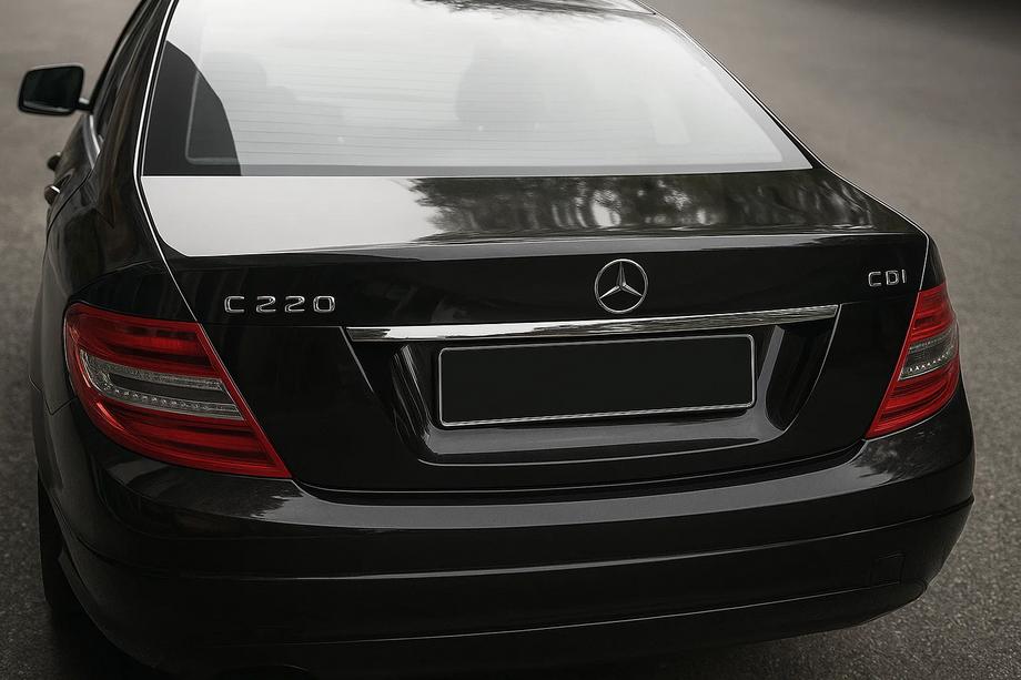 Mercedes C-class W204 2007-2015 Baguette chromée au-dessus de la plaque d'immatriculation (inox) Image