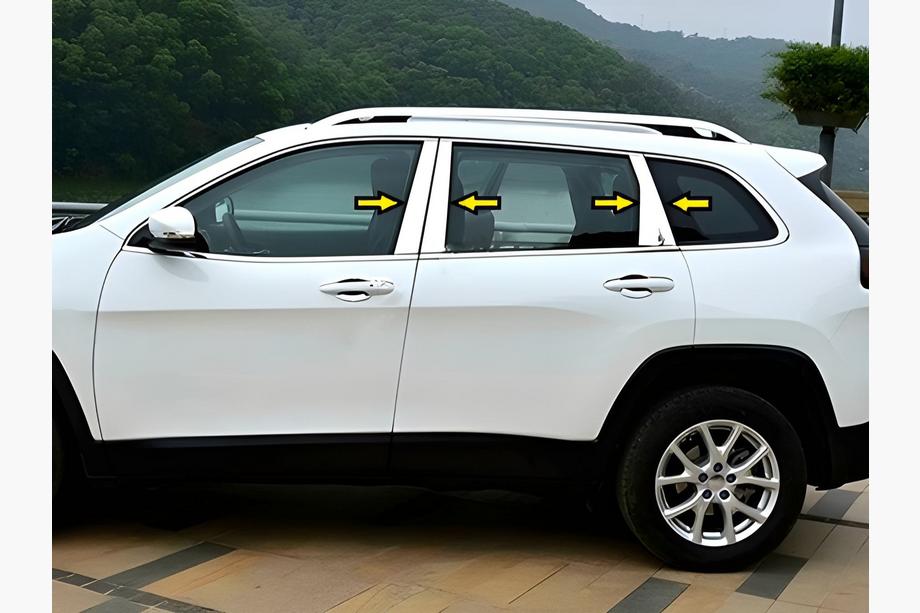 Jeep Cherokee KL 2013- Enjoliveurs de Montants de Portes en Acier Inoxydable Image