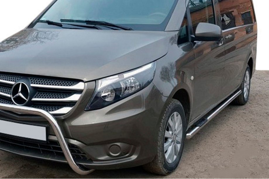 Mercedes Vito/V-class W447 2014- Tubes latéraux 2 pcs, inox d60, empattement long (L3) Image