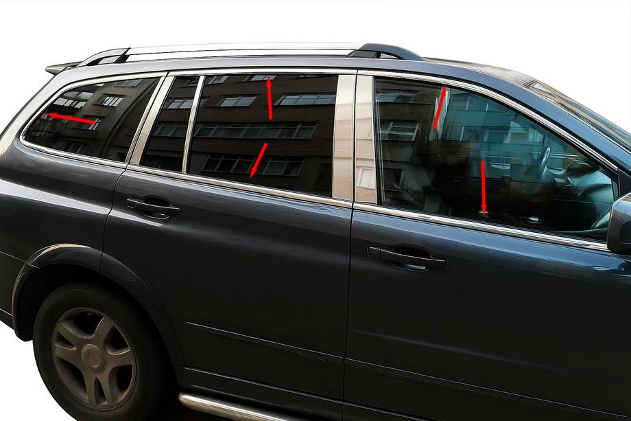 SsangYong Kyron 2005-2014 Contour complet de vitres en acier inoxydable Image