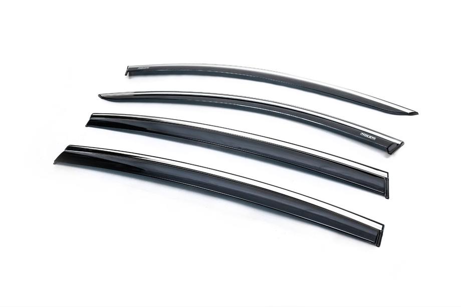 Renault Sandero 2013-2022 Déflecteurs de Vitres avec Moulure Chromée HB (4 pcs, Niken) Photo 3