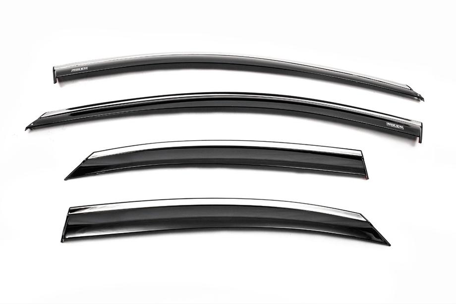 Ford Focus II 2008-2011 Déflecteurs de Vitres avec Moulure Chromée SD/HB (4 pcs, Niken) Image