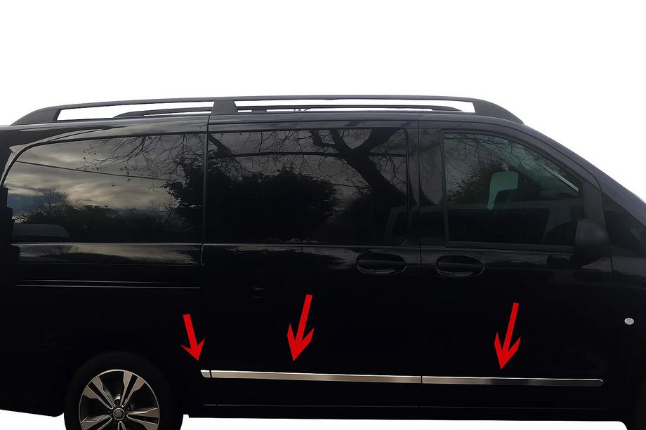 Mercedes Vito/V-class W447 2014- Moulures de porte (6 pièces, inox) Image