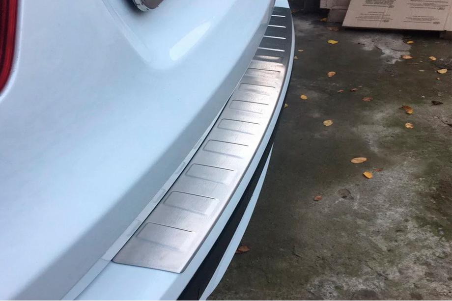 BMW X3 F25 2011-2018 Protection de pare-chocs arrière en acier inox OmsaLine (mat, inox) Photo 3