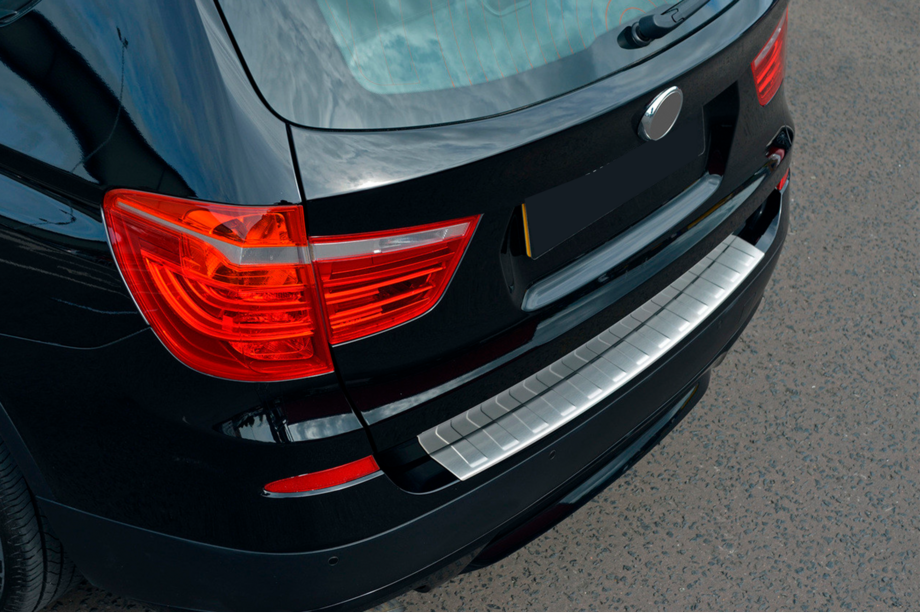 BMW X3 F25 2011-2018 Protection de pare-chocs arrière en acier inox OmsaLine (mat, inox) Image