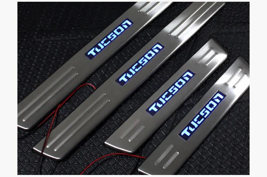 Hyundai Tucson JM 2004- Seuils de porte Libao LED inox Photo 3