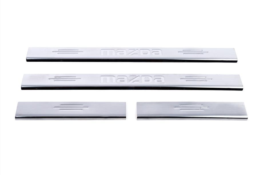 Mazda 3 2003-2009 Cache Seuil de Porte Carmos (Inox) V-1 4 seuils de porte avec inscription V-1 Image
