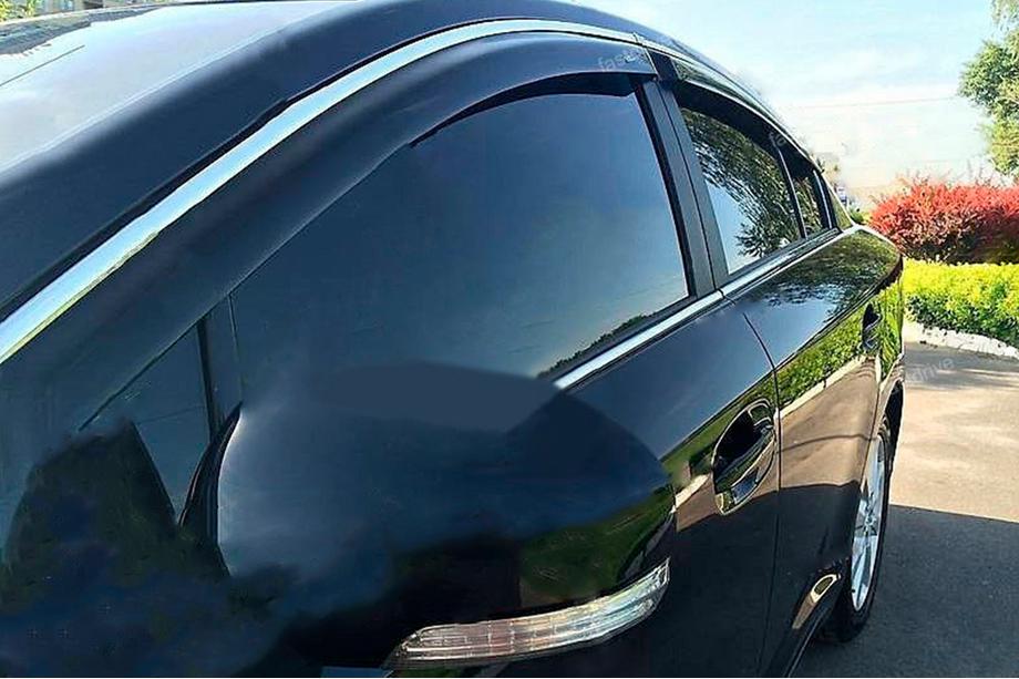 Honda Crosstour 2009-2015 Déflecteurs de vitres avec moulure chromée (4 pcs, HIC) Image