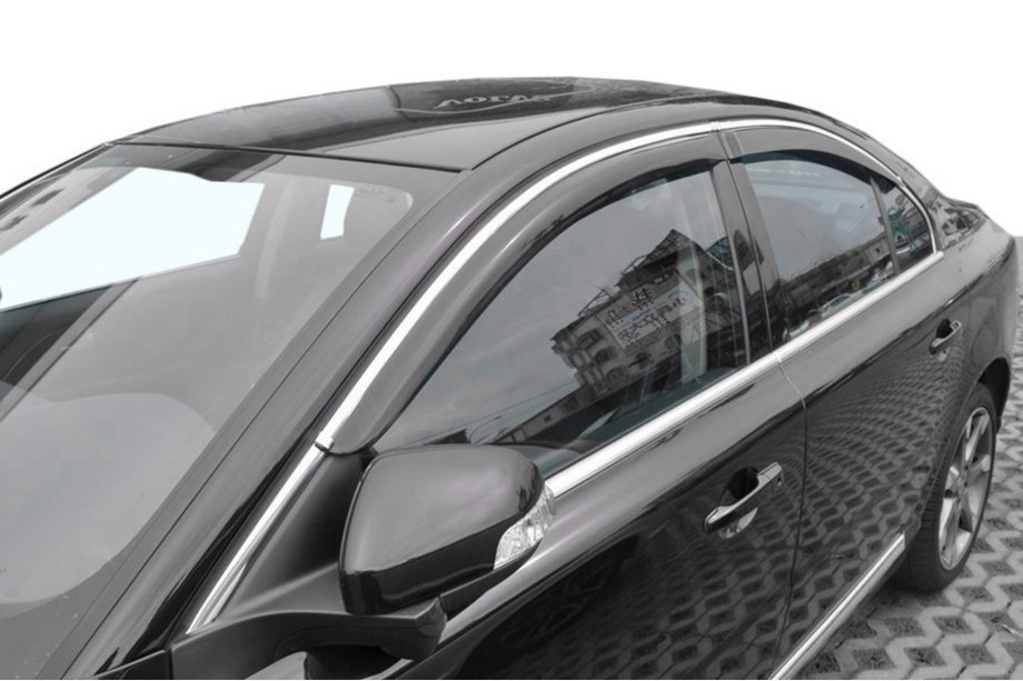 Volvo S80 2006-2016 Déflecteurs de vitres avec moulure chromée (4 pcs, HIC) Image