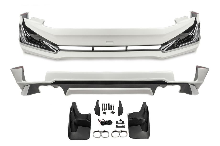 Toyota Land Cruiser Prado 150 2009-2023 Couvre-pare-chocs avant et arrière Modelista V3-LED (2017-) Blanc Image
