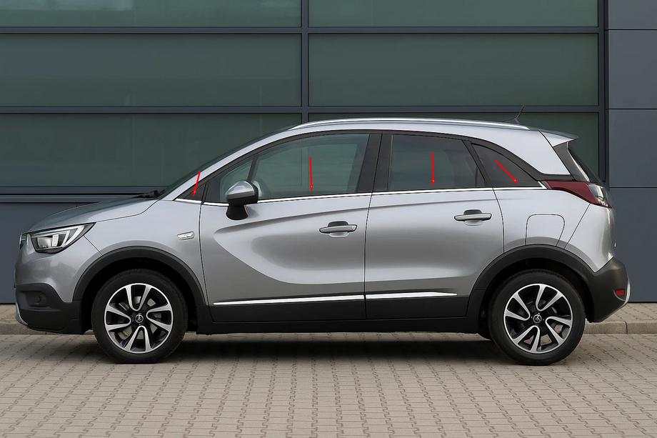 Opel Crossland X 2017-2024 Baguettes de vitres inférieures inox (8 pcs) OmsaLine - Inox Italien Photo 1