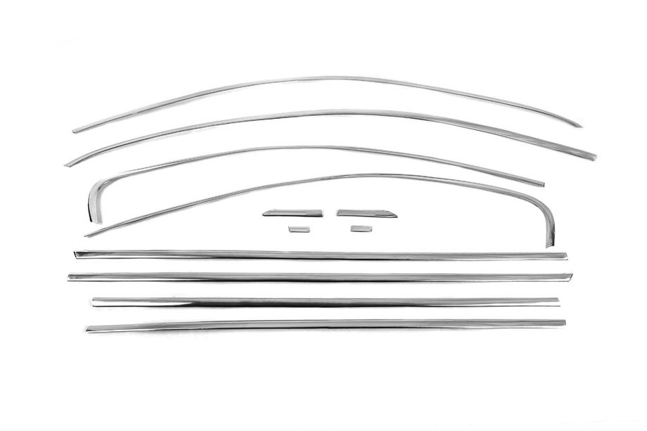 Volkswagen Jetta 2011-2018 Ensemble complet d'encadrements de vitres inox (12 pièces) OmsaLine - Inox Italien Photo 2