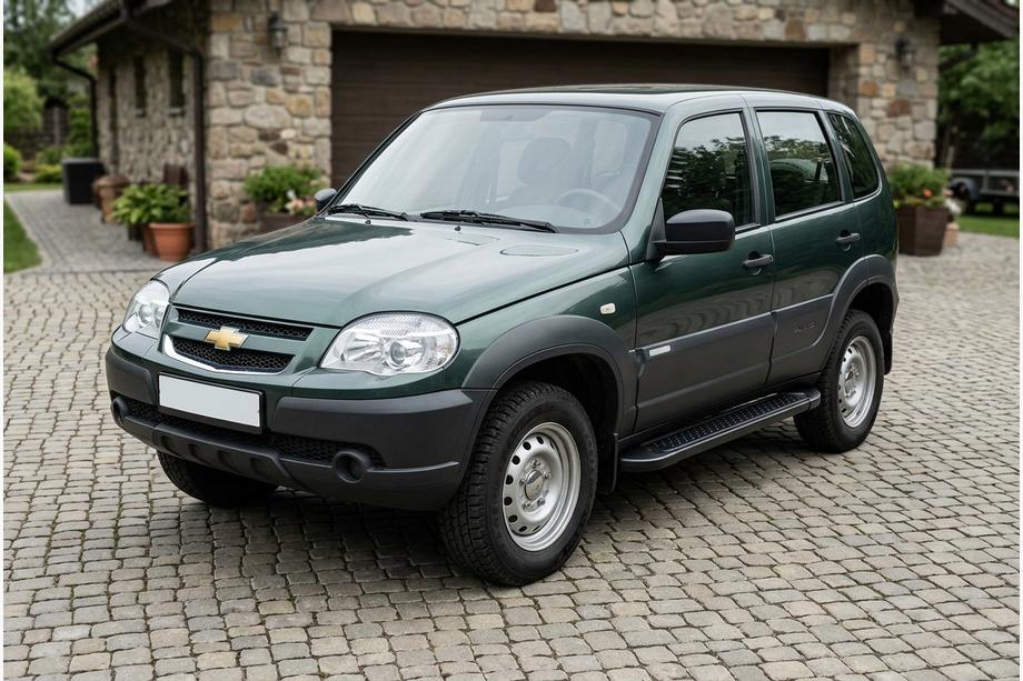 Chevrolet Niva 1998-2020 Marchepieds Latéraux Allmond Black (2 pcs, Aluminium) Image