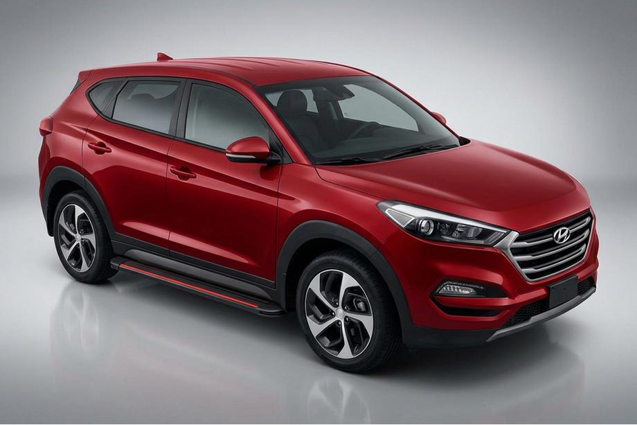 Hyundai Tucson TL 2016-2021 Marchepieds Latéraux Maya Red-Black (2 pcs, Aluminium) Image