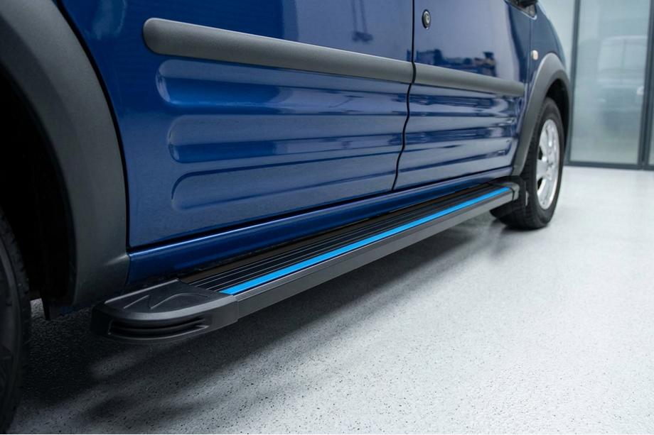 Ford Connect 2002–2006 Marchepieds Latéraux Maya Blue (2 pcs, Aluminium) Image