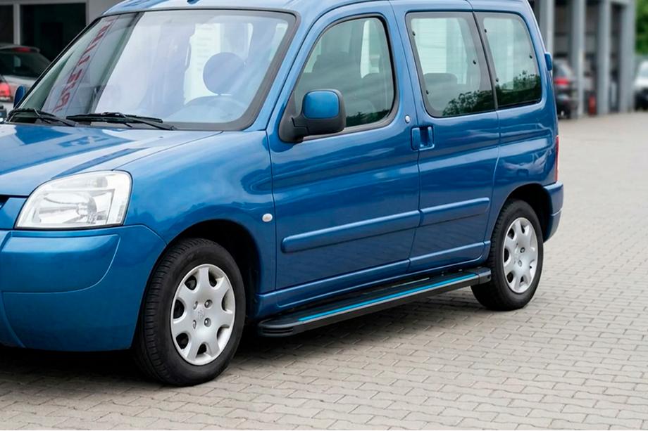 Peugeot Partner 1996-2008 Marchepieds Latéraux Maya Blue (2 pcs, Aluminium) Image