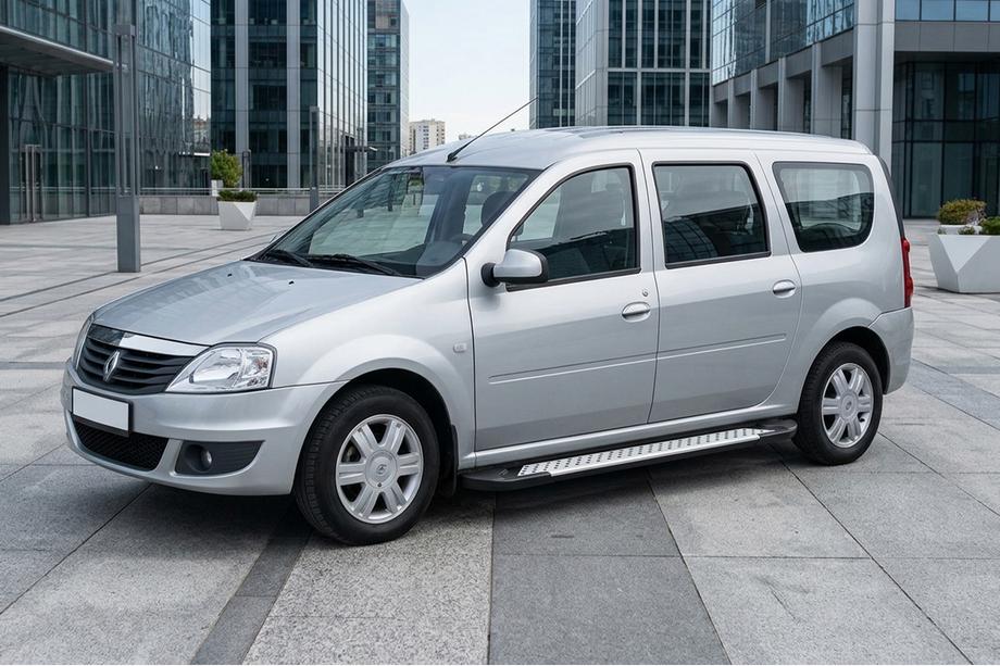 Renault Logan MCV 2005-2013 Marchepieds Latéraux Allmond Grey (2 pcs, Aluminium) Image
