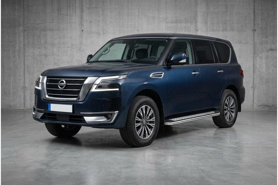 Nissan Patrol Y62 2010-2024 Marchepieds Latéraux Maydos V2 (2 pcs, Aluminium & Inox) Image