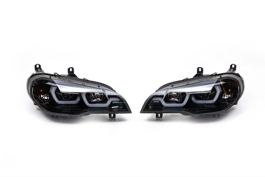 BMW X5 E70 2007-2013 Phares avant avec éclairage LED (2 pcs, fumés) Photo 2